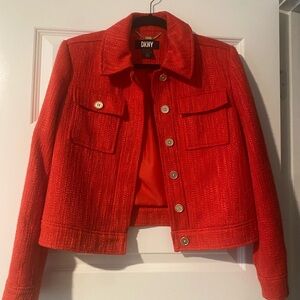 DKNY Women's Bold Red Textured Blazer